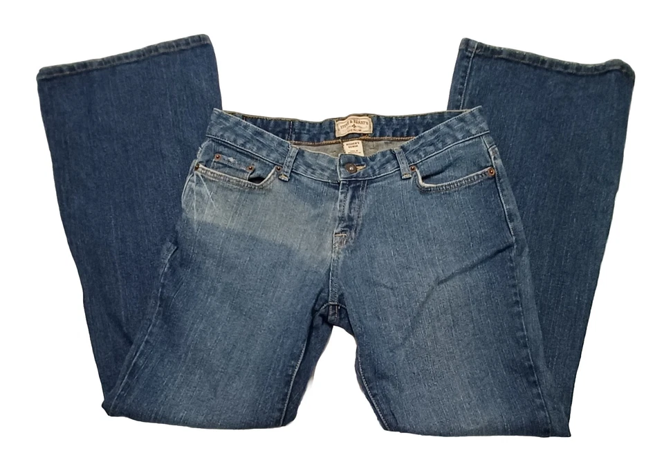 Pantalones de mezclilla para mujer Y2K Steve & Barry's de colección desgastados bootcut. Pantalón corto talla 6. Foto 2 de 4