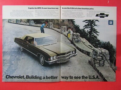 1972 Chevrolet Caprice Original Print Ad 8.5 x 11 