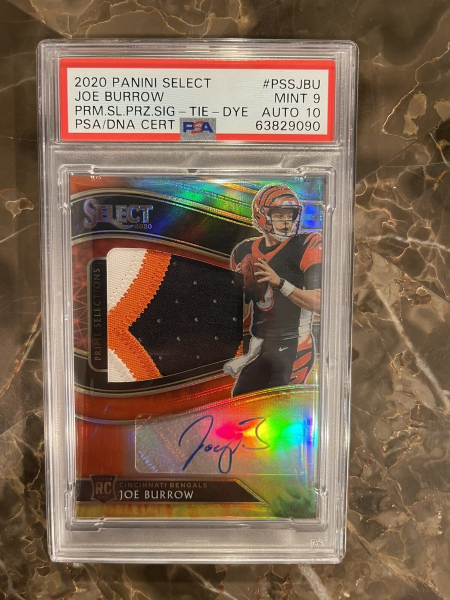 2020 PANINI SELECT JOE BURROW RPA TIE-DYE /25 AUTO RC PSA 9/10