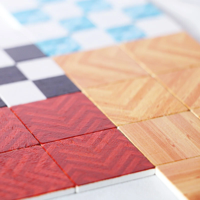 9PC Wooden Floor 1:12 Scale Dolls House Miniature Tiles Kitchen Bathroom Decor - Image 2 of 4