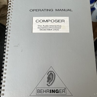 Behringer Composer Bedienungsanleitung für Modell MDX 2100