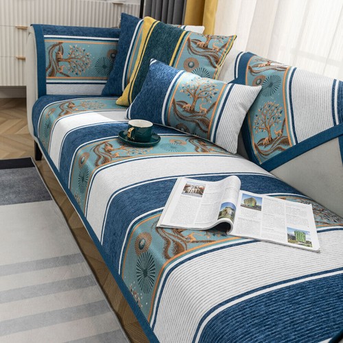 2022 Home Striped Sofa Cover Jacquard 1 2 3 4 Seat Corner Sofa Non-slip Cover - Picture 3 of 18