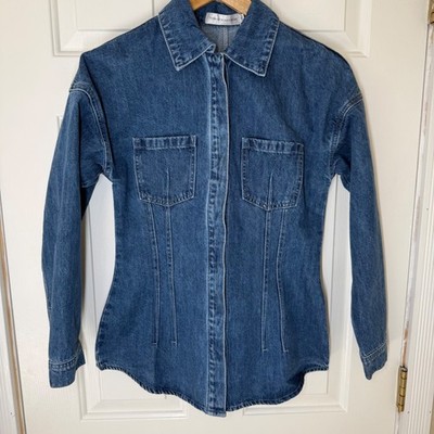 Torn by Ronny Kobo Denim Button Down Shirt Dress Blue Wash Corset  Size S Erika