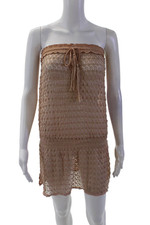 Melissa Odabash Women's Square Neck Strapless Drop Waist Mini Dress Gold Size S