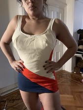 Vintage JANTZEN Swimsuit 1950's Womens One Piece Red White And Retro Pinup Dress