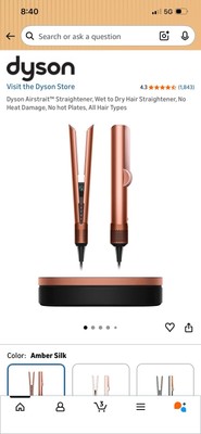 DYSON AIRSTRAIT Straightener Amber Silk Wet to Dry Hair Straightener, No Heat