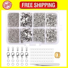 300 Pcs Jewellery Clasps Set, Lobster Clasps with Jump Rings, Crimp Ends, Chain