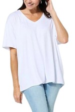 HUE Women's All-Day Comfy Knit Oversized Boyfriend Tee White