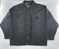 Vintage Rocawear Jacket Mens 2XL Denim Jean y2k Hip Hop Rap Charcoal Coat Jay Z
