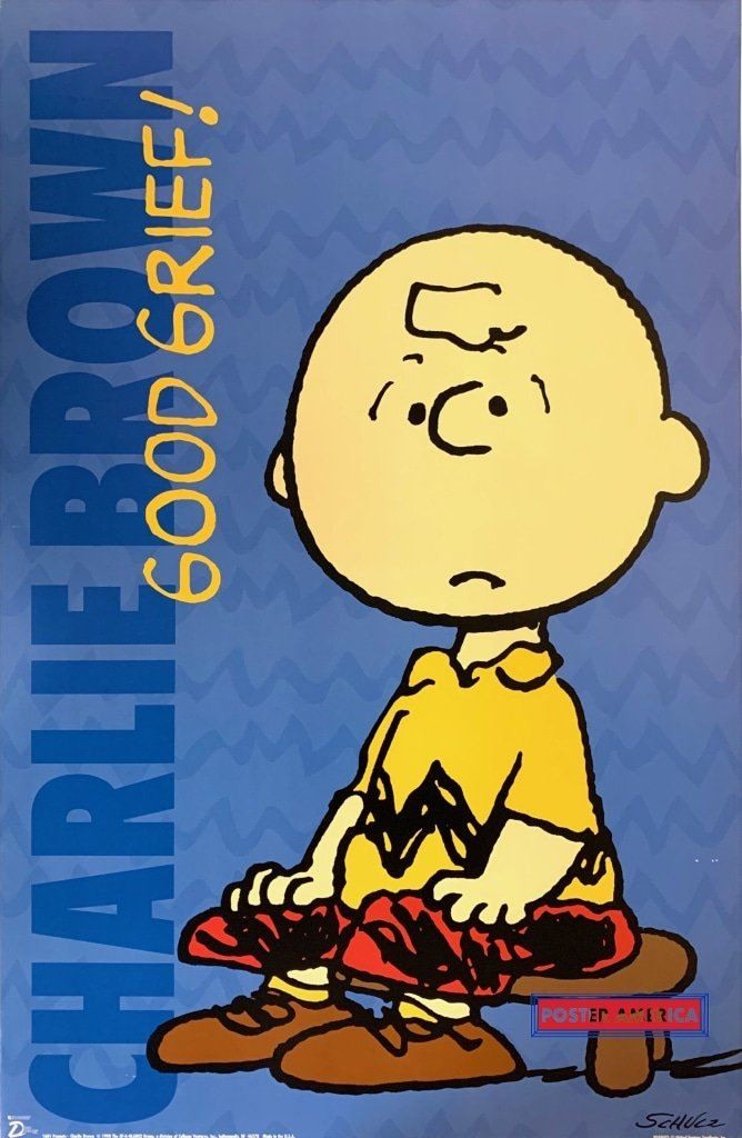 Charlie Brown Rare Peanuts Good Grief 1998 Vintage Poster 22 x 34