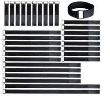 Reusable Nylon Cable Straps with Hook  Loop, Adjustable Buckle, 30 Pieces