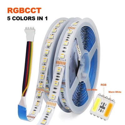 5m RGB+CCT LED Stripe 12V 24V Band Leiste Streifen 5050 5IN1 Chip Dimmbar Band - Bild 1 von 4