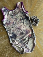 Women’s Plum Practicewear Gymnastics Leotard Scrunchie Pink Purple Foil XS
