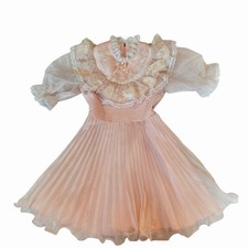 Vintage Union Made Merry Girl Pink Party Dress Prairie Ruffles Pleats Size 7