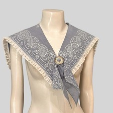 Vintage Pastel Colony Blue Paisley Bandana Collar Dickey Concho Lace USA