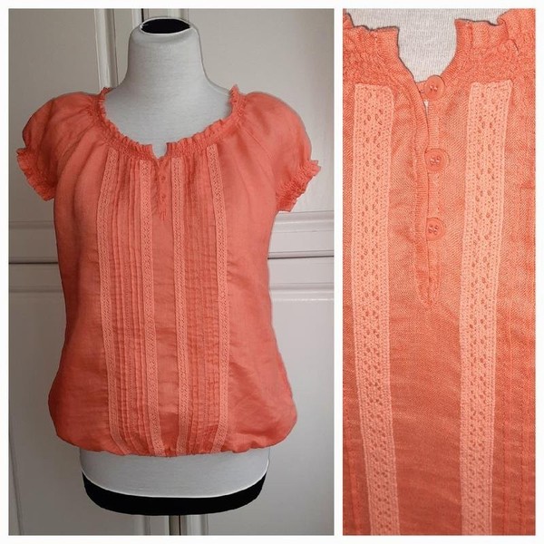 Women Betty Barclay Shirt Peach Linen 38 / M / 46
