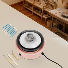 Adjustable Speed Mini Pottery Wheel Machine w/ Foot Pedal For Kids Adults Pink