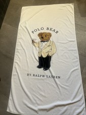 VINTAGE RALPH LAUREN MARTINI POLO BEAR BEACH BATH TOWEL 36 X 68" 100 COTTON