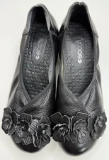 Socofy Women's Pump Black Leather Block Heel Shoes Size 8