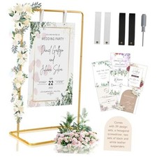 Wedding Sign Holder, 68  x31  x 20  Welcome to Our Wedding Sign Display GOLD