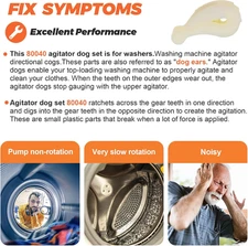 80040 Washer Agitator Dogs Kit by  - Replacement for Whirlpool Ken-More Washi...