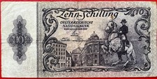 &Ouml;sterreich 10 Schilling Banknote 1950 zweite Auflage Gebraucht