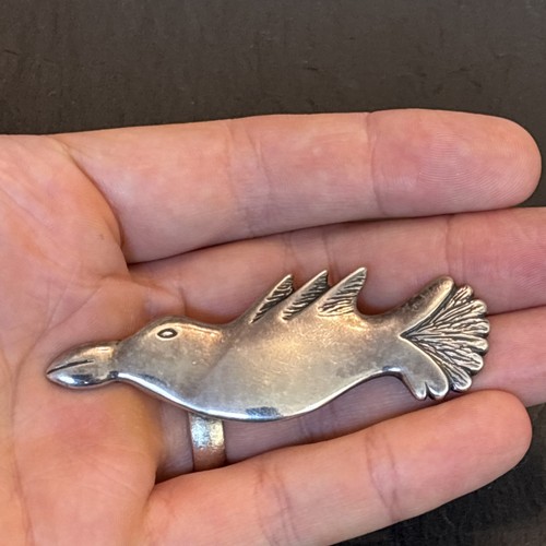 Robert Kaniatobe Sterling Silver Bird 3” Brooch Vintage Choctaw Z3 - Picture 6 of 11