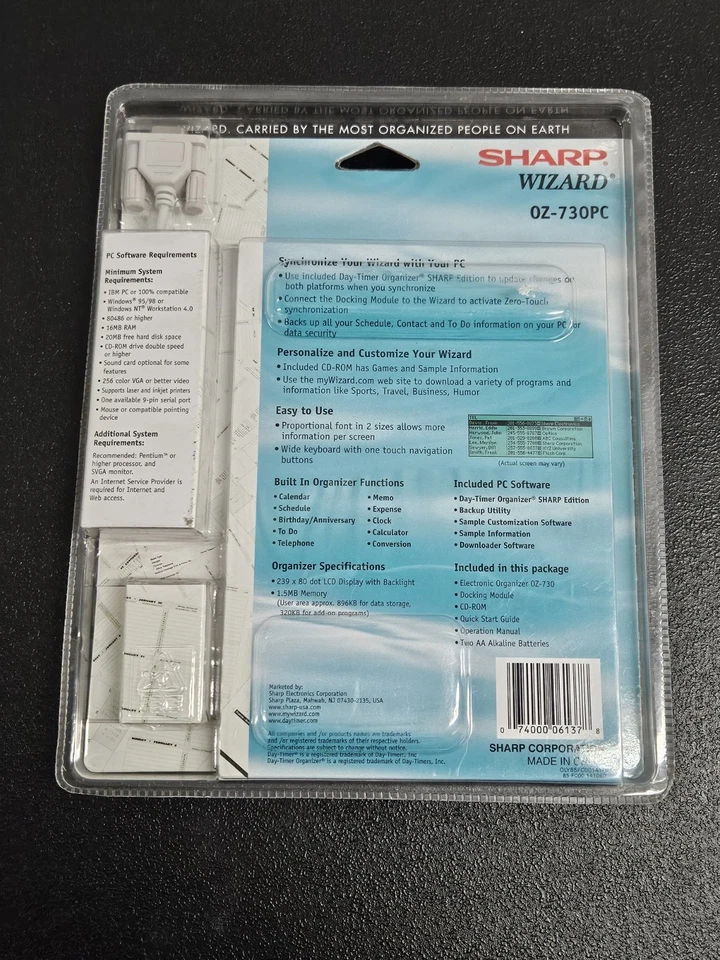 Vintage Sharp Wizard 0Z-730PC Organizer Pocket Computer Brand New SEALED - Image 2 of 2
