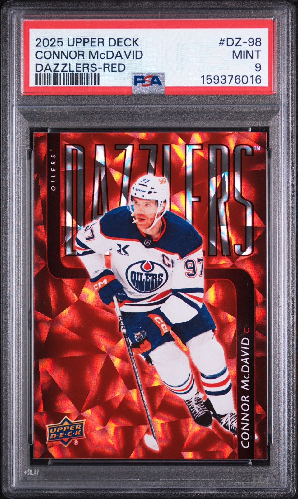 2025 UD DAZZLERS RED #DZ-98 CONNOR MCDAVID PSA 9 view 1