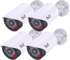 BNT Dummy Fake Security Camera, with One Red LED Light at Night, white 4pack