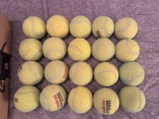 Mixed Lot 20 Used Practice Tennis Balls Penn Wilson Dunlop Dogs Chairs Schools