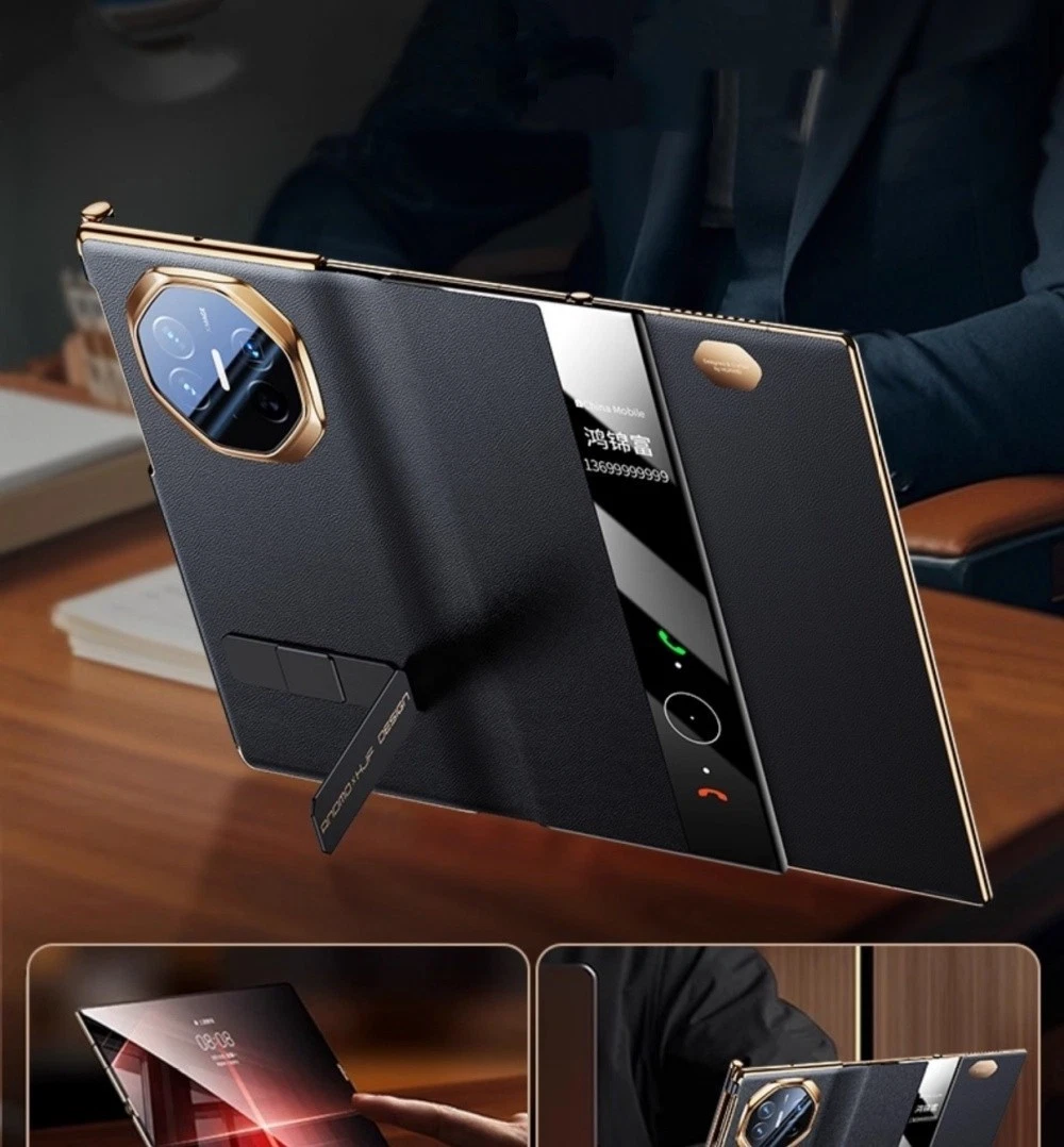 Genuine Nappa Leather Bracket Flip Case For Huawei Mate XT XTS Window View Cover - Picture 8 of 16