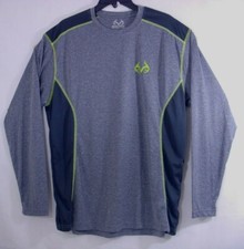 NWT REALTREE Heather Gray/Charcoal Long Sleeve Base Layer Shirt Men's Size Lg