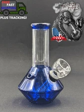5" Inch Glass Hookah Water Pipe Bong UFO Blue