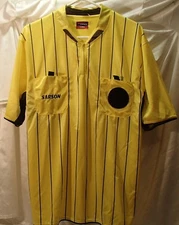 Soccer Referee Short Sleeve Yellow Jersey Mens Sz L Sarson Ref Shirt