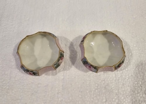 Antique T & V LIMOGES FRANCE Set Of 2 Open Salt Cellars with Spoons RARE - Picture 6 of 13