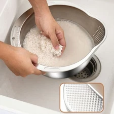 Stainless Steel Rice Washer Bowl Strainer Sieve Colander for Veg/Fruit