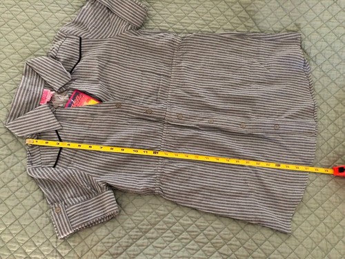 She's Cool Blue Striped Shirt Dress size Small Short Sleeve - Picture 7 of 7