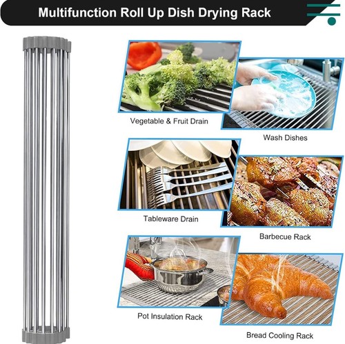 Estante estante estante para desagüe de platos utensilio cubiertos cocina acero inoxidable tazón de secado - Imagen 5 de 7