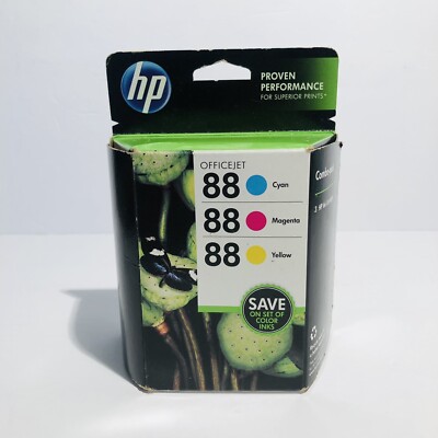 Genuine HP 88 OfficeJet Ink Cartridge Combo 3 Pack Cyan Magenta Yellow Exp 12/14