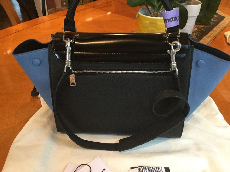 NWT CELINE TRAPEZE BLACK BLUE GRAINED CALFSKIN MULT COLOR 174683AIH.38NO  - Image 2 of 4