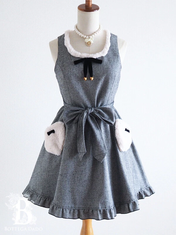 🌹Secret Honey🌹Heart Fur Wool Jumper Dress JSK A/W Gray Romantic