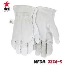 Leather Drivers Work Gloves W/ Rolled Hem & Wing Thumb #3224-S - MCR SAFETY