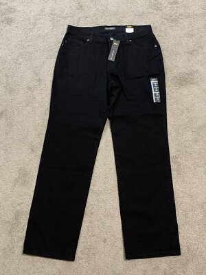 Lee Relaxed Fit Straight Pants Womens Plus Size 12 Medium Black Mid Rise Comfort