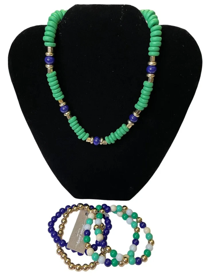 Garden Party Jewelry Set With 20" Adjustable Necklace & 4 Stackable Bracelets - Image 2 of 4