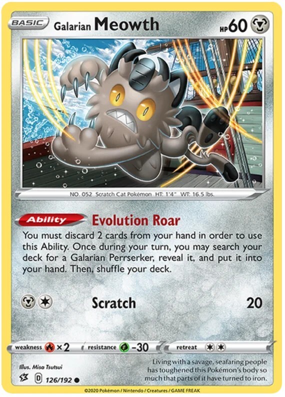 Galarian Meowth Pokemon TCG Card 126/192