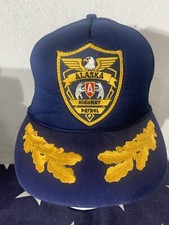 Blue Vintage Alaska Highway Patrol Patch gold leaf Mesh Snapback hat Trucker