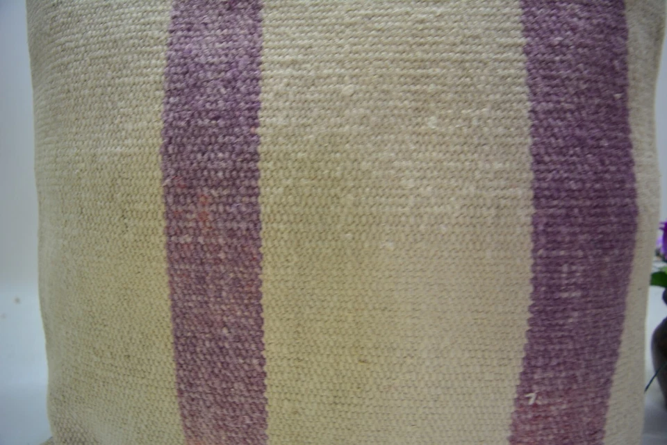 Traditional Hand Knotted Kilim Pillow, 16x16in, White Retro Vintage Pillow, - Image 2 of 4