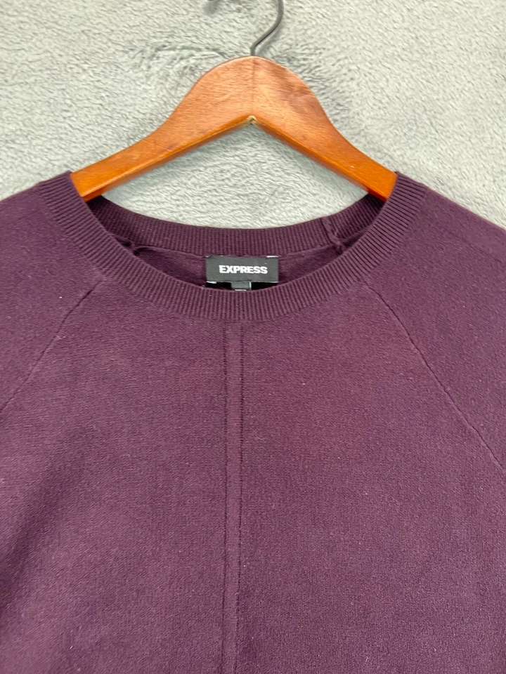 Express свитер женщин XL темно фиолетовый свитер воздушный шар рукав вязаный топ блузка - Изображение 3 из 4
