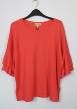 Phase Eight Daisi Double Frill Sleeve Knit  Jumper  Top Coral size M RRP £65